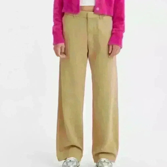 LEVI'S | Women's Khaki Brown Mid Rise Straight Leg  Baggy Trouser Pants - Picture 1 of 8